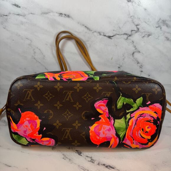 Louis Vuitton Roses Neverfull Bag Stephen Sprouse Monogram Vintage Shoulder Tote - Picture 4 of 15